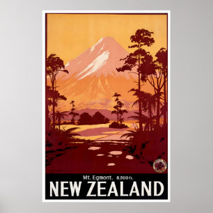 Nouvelle-Zélande Affiche de voyage Mt Egmont Art N