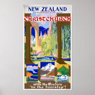 Nouvelle-Zélande Christchurch Poster vintage resta