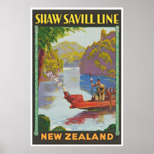 Nouvelle-Zélande Impression Art Vintage Affiche de