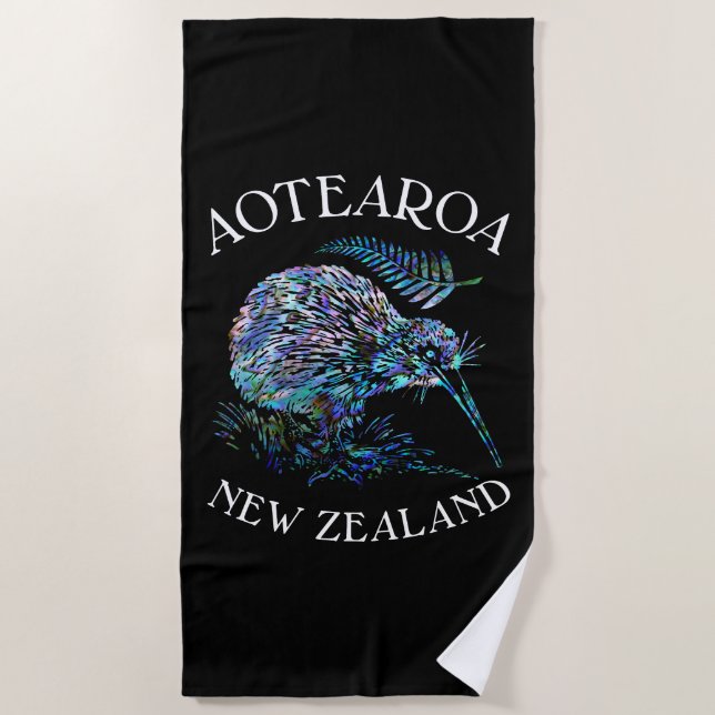 NOUVELLE ZÉLANDE KIWI PAUA PLAGE SERVIETTE (Devant)