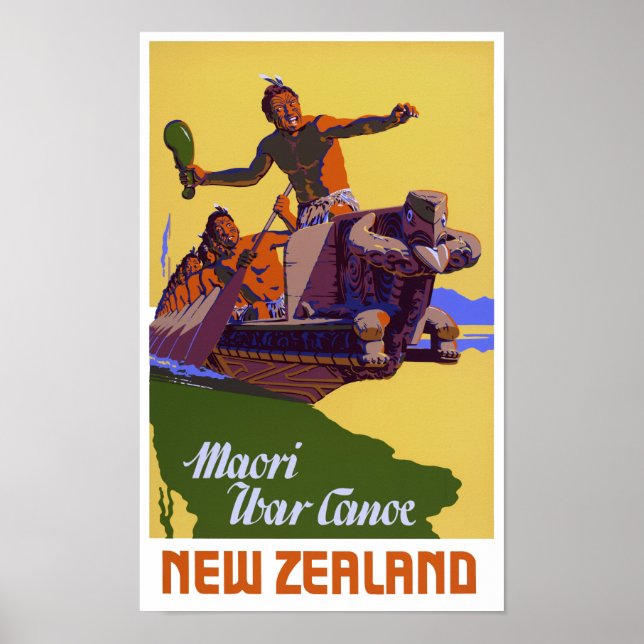 Nouvelle-Zélande Poster Vintage voyage restauré (Devant)