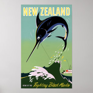 Nouvelle-Zélande Poster Vintage voyage restauré
