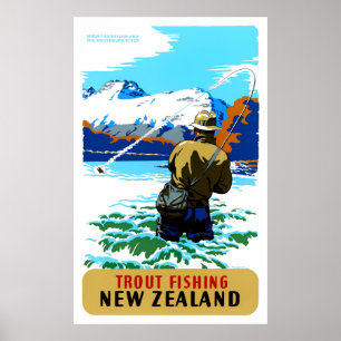 Nouvelle-Zélande Poster Vintage voyage restauré