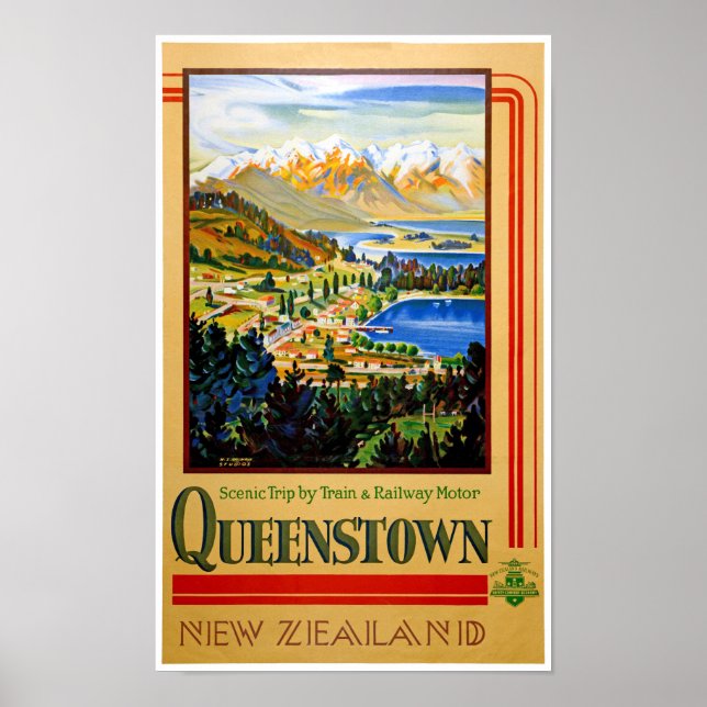 Nouvelle-Zélande Queenstown restauré Poster vintag (Devant)