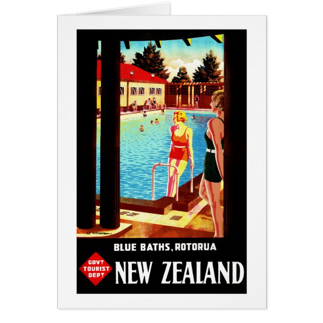 Nouvelle-Zélande Rotorua Poster vintage restauré (Devant)