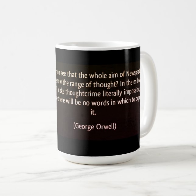 NOUVELLES ET LA POLICE PENSÉE (ORWELL)2 MUG CAFÉ (Devant droit)