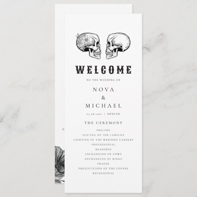 NOVA Til Death Carte du programme de mariage gothi (Devant / Derrière)