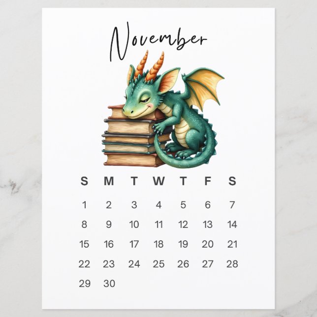 November Baby Dragon Art Print Whimsical Fantasy  (Devant)