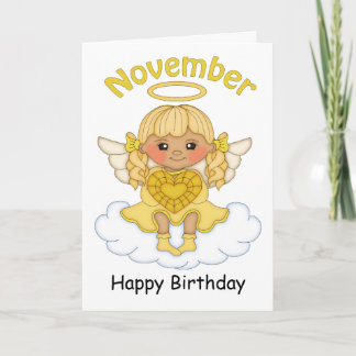 Novembre Ange Angel Blonde Carte d'anniversaire
