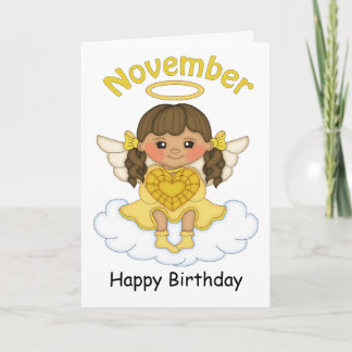 novembre Birthstone Angel Brunette Carte d'anniver