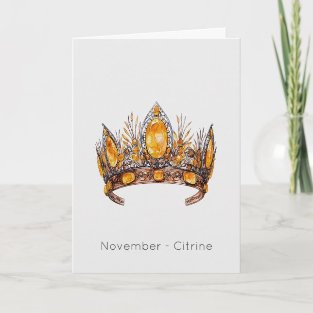 Novembre Birthstone Citrine Crown Carte d'annivers (Devant)