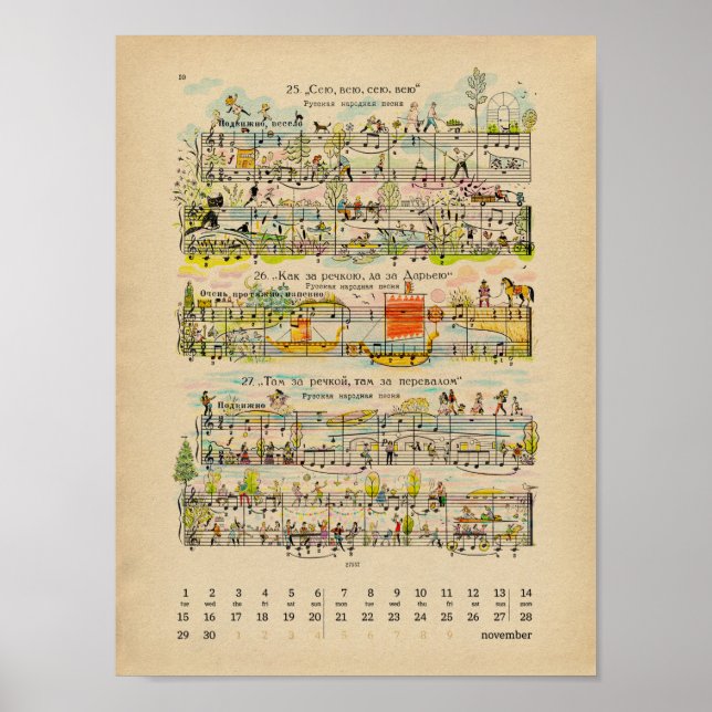 Novembre Bonne Notes Calendrier 2022 Poster (Devant)