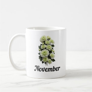 Novembre Mug Fleur de naissance, Mug Fleur d'anniv