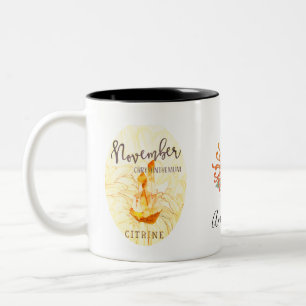 Novembre Pierre d'anniversaire et Mug de café à fl