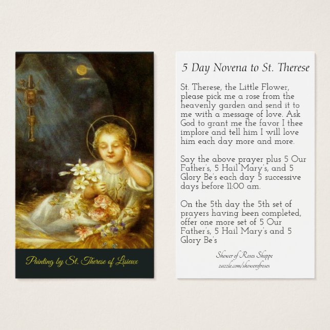 Novena Carte Sainte de Saint-Thérèse Peinture (Devant & derrière)