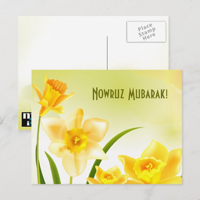 Nowruz Moubarak. Carte postale du Nouvel An perse (Devant / Derrière)