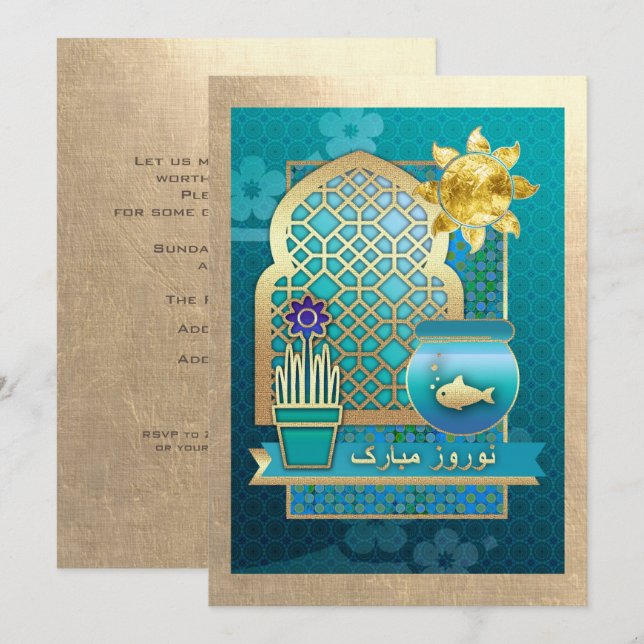Nowruz Mubarak Invitations du Nouvel An Perse (Devant / Derrière)
