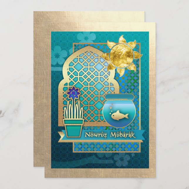 Nowruz Mubarak Invitations du Nouvel An Perse (Devant / Derrière)