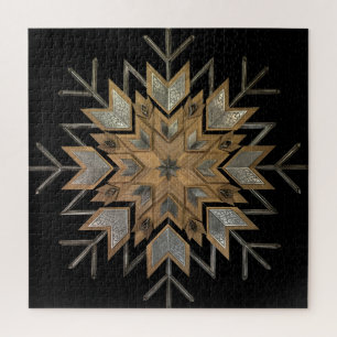 Noyer de puzzle avec acier gravé et fût de neige