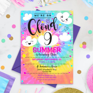 Nuage 9 Invitation Anniversaire Tie Dye Arc en cie