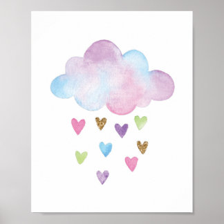 Nuage Aquarelle Arc-en-ciel Coeurs Nourriture Déco