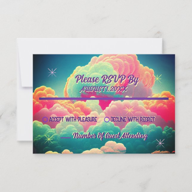 Nuage de Barbe à Papa Pastel pour Mariage RSVP (Devant)