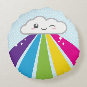 Nuage de Kawaii et coussin rond d'arc-en-ciel