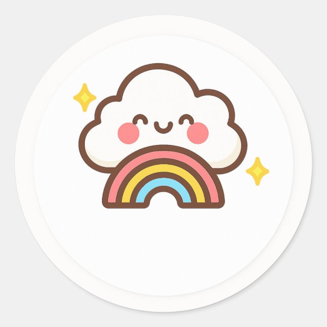 Nuage Mignon avec Autocollant Arc-en-Ciel (Devant)