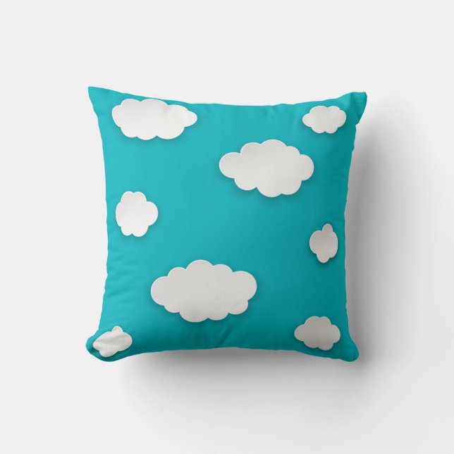 Nuage sur Coussin de Jeté à Motif de Ciel Bleu – S (Recto)