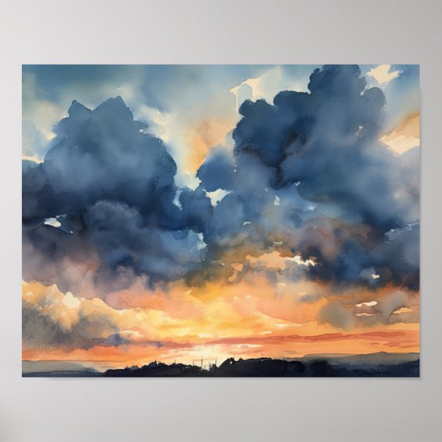 Nuages à l'aube Peinture Impression d'art Affiche (Devant)