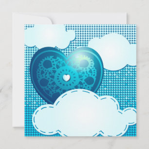 Nuages arrière - plan avec coeur, invitation