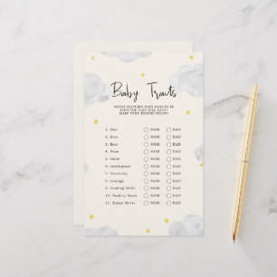 Nuages Baby Traits Baby shower Jeu