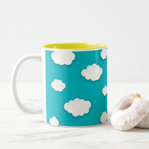 Nuages blancs sur le ciel bleu Mug à café à deux t
