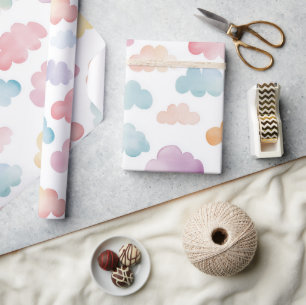 Nuages colorés cadeau bébé Enveloppement Papier