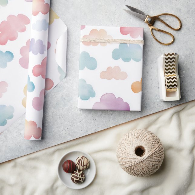 Nuages colorés cadeau bébé Enveloppement Papier (Artisanat)