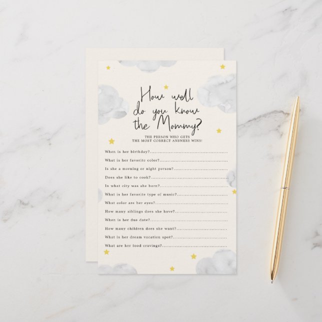 Nuages Comment Bien Connaissez-Vous Mommy Baby sho (Devant/Arrière en situation)