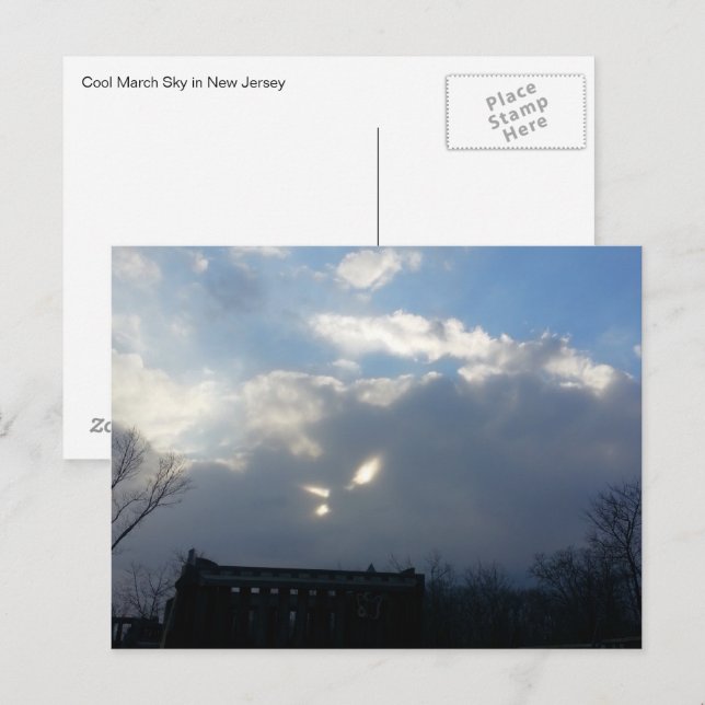 Nuages cool avec look Cat Eyes, carte postale NJ (Devant / Derrière)