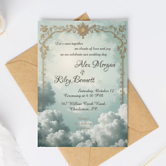 Nuages d'amour Vintage Mariage Invitation
