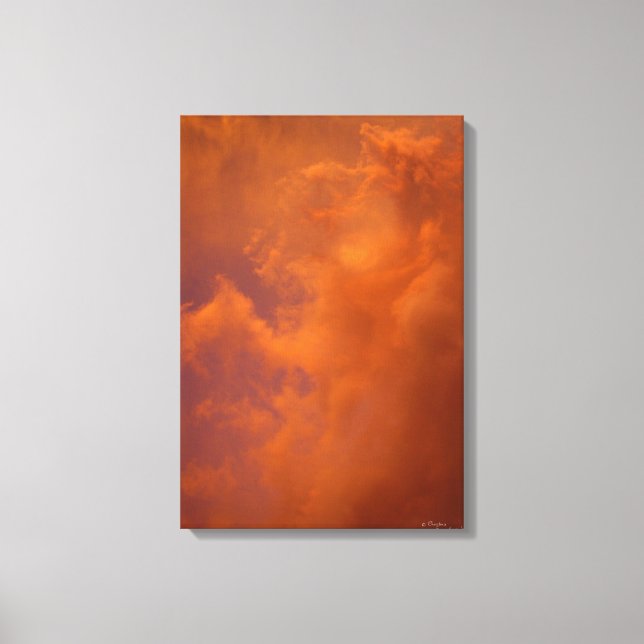 Nuages de coucher de soleil orange toile étirée Im (Recto)