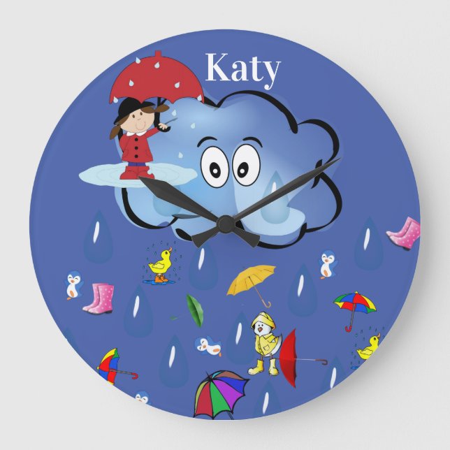 Nuages de pluie Parapluie Horloge (Recto)