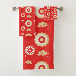 Nuages de vent japonais Motif Rouge
