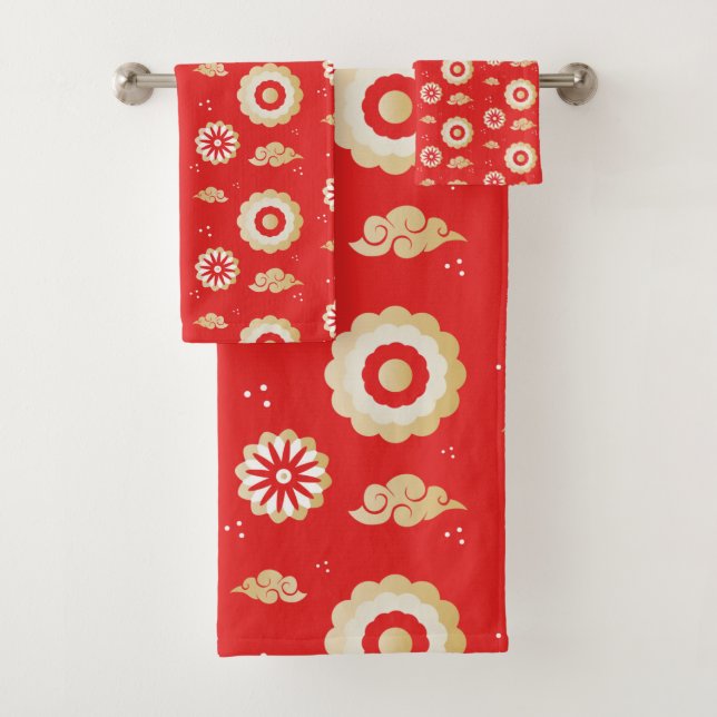 Nuages de vent japonais Motif Rouge (En situation)
