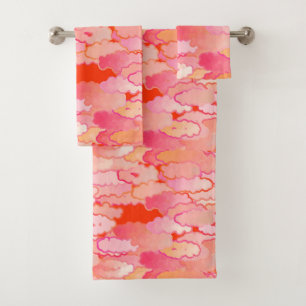 Nuages japonais, coucher du soleil, corail, Fuchsi