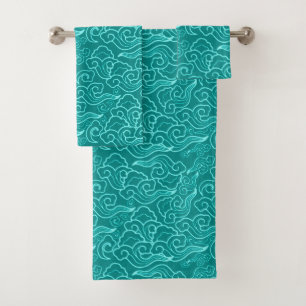 Nuages japonais vintages, Turquoise et Aqua