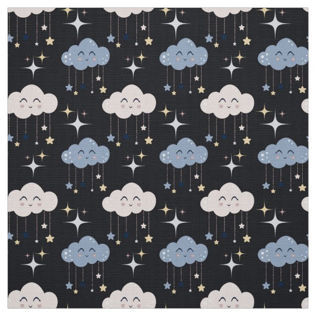Nuages mignons sur tissu foncé par le quartier gra (Échantillon)