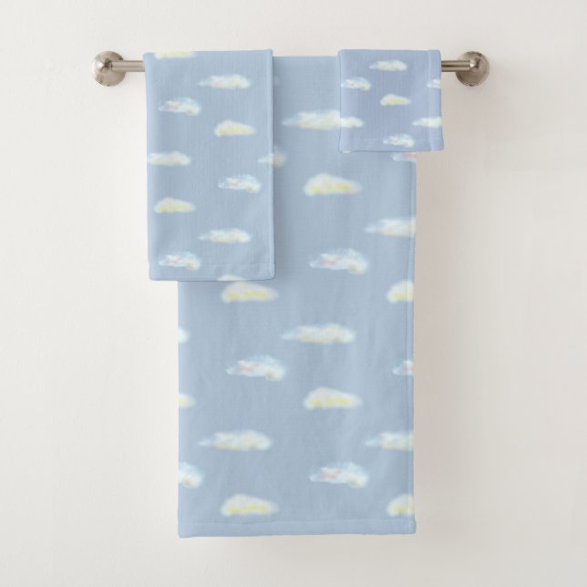 Nuages pastel sur fond bleu clair  (En situation)