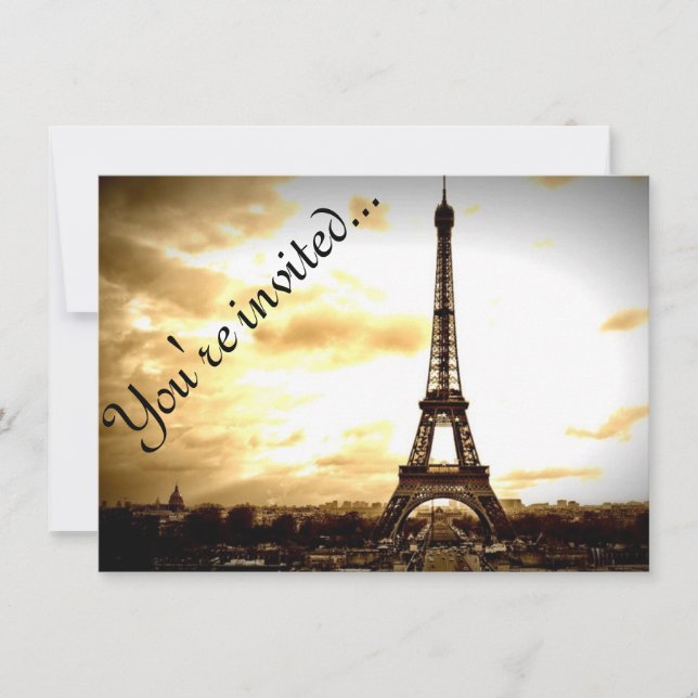 Nuages sur Paris Vintage Look Invitations plats (Devant)