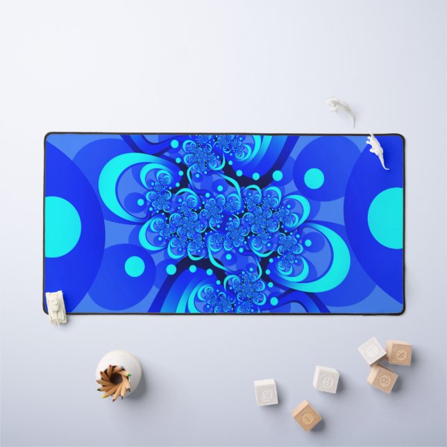 Nuances de bleu Art fractal abstrait moderne (Tableau pour enfants)