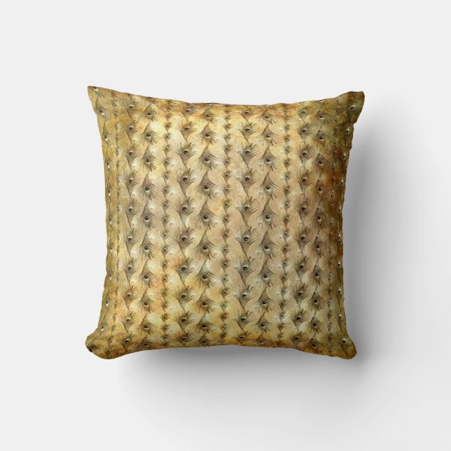 Nuances de coussin de plumes de paon d'or (Recto)