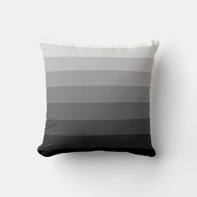 Nuances de coussin gris de motif de rayure (Recto)